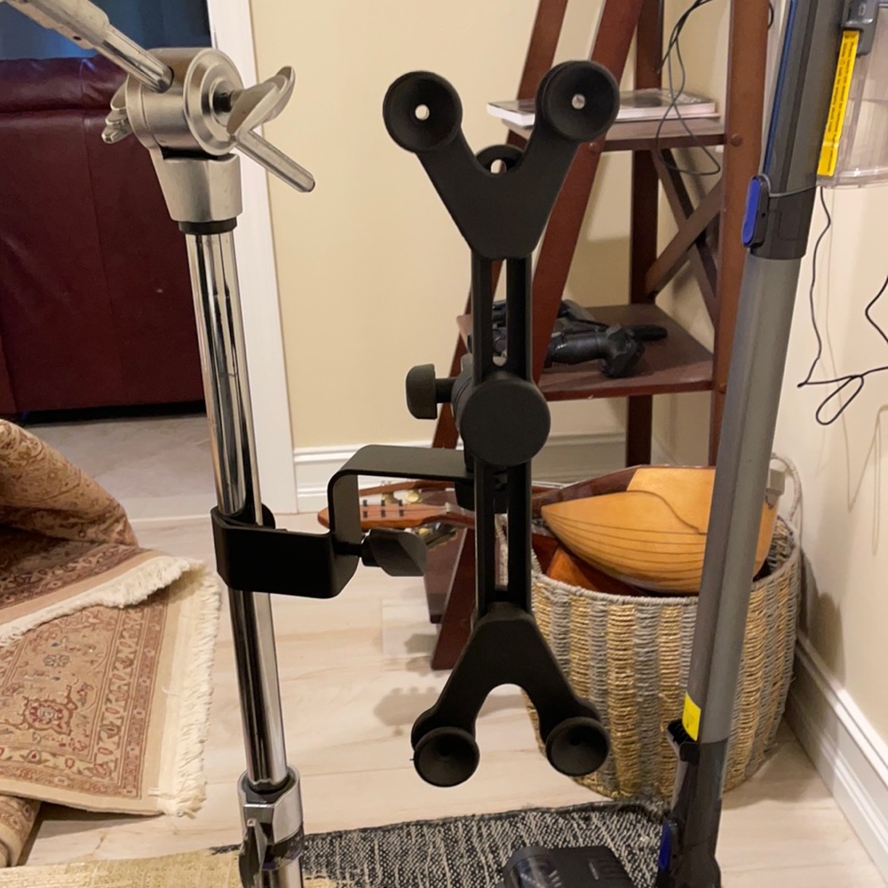 Adjustable iPad holder for drum set